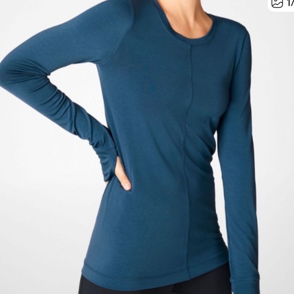 Fabletics Aria Scoop Neck pacific blue Long Sleeve Top Medium